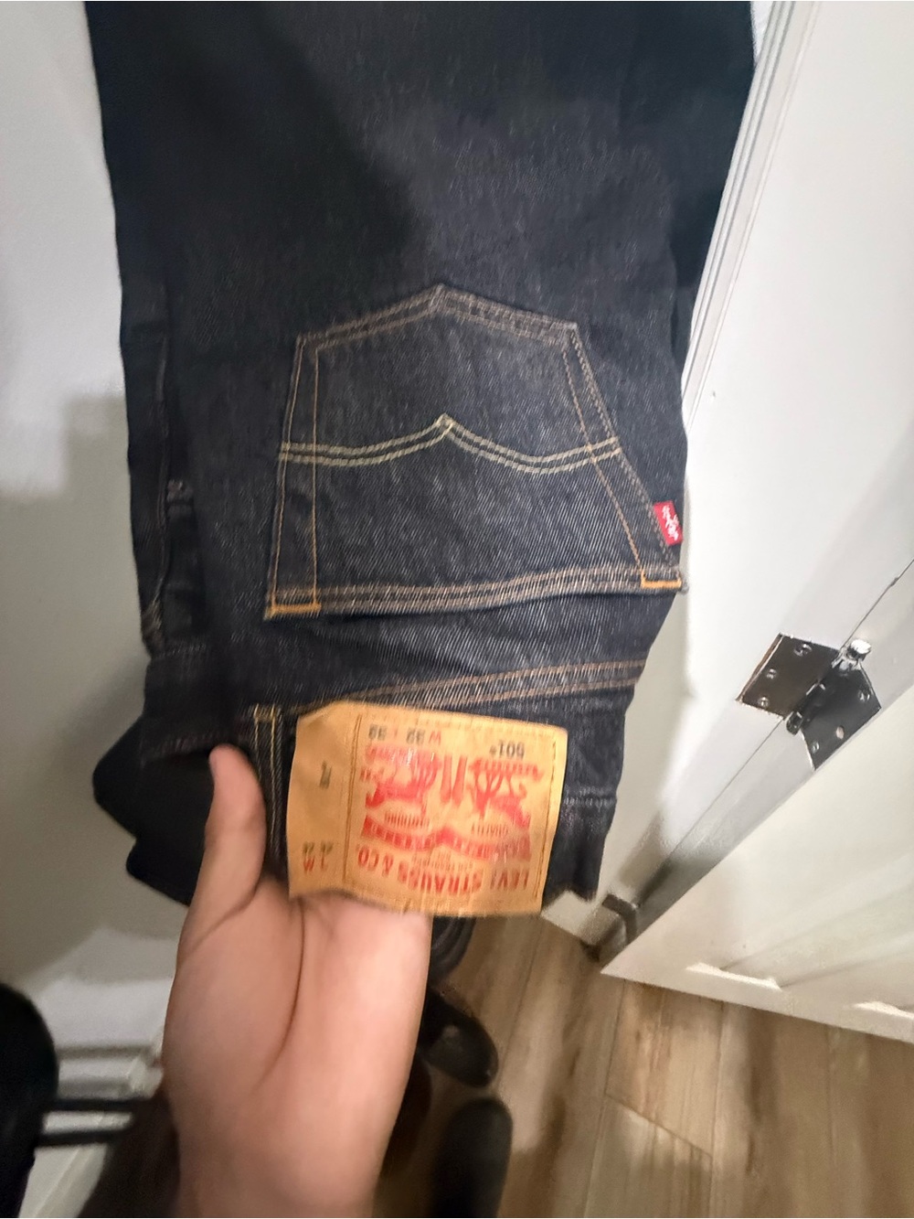 Levi's Men's Black Straight Jeans with Red Tab